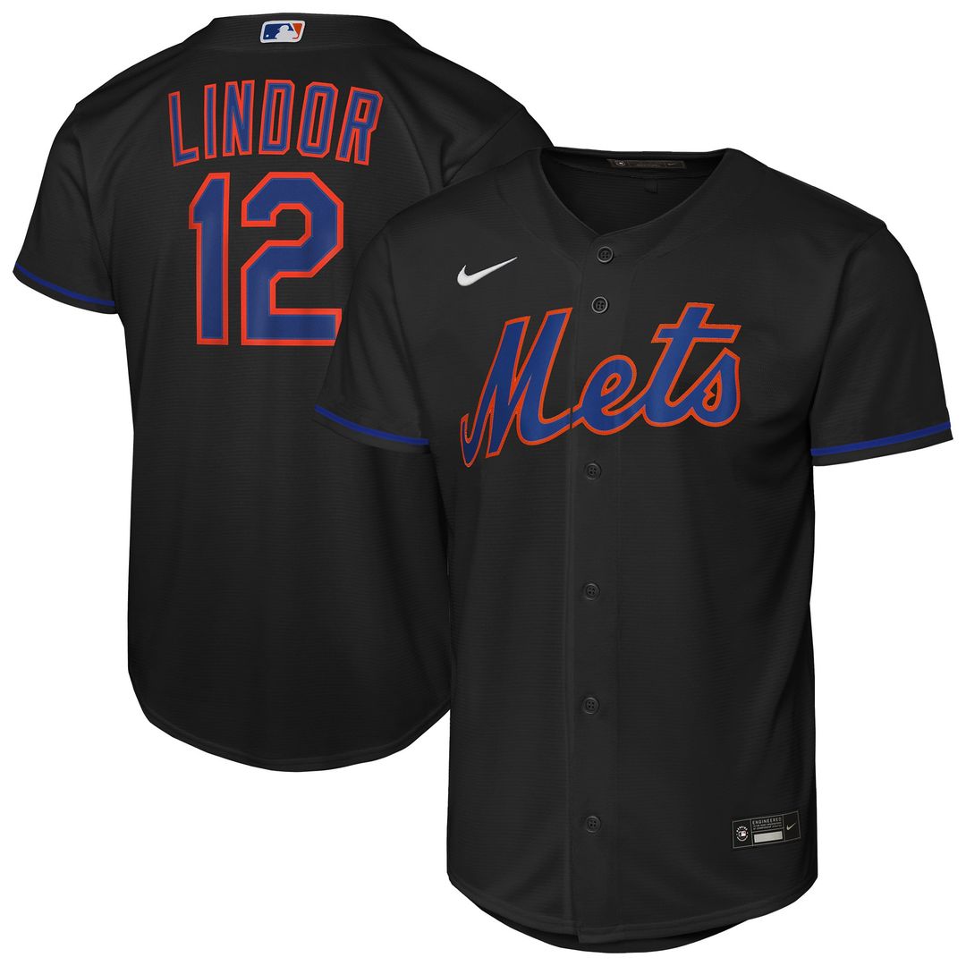 Francisco Lindor New York Mets Youth Alternate Jersey - Black