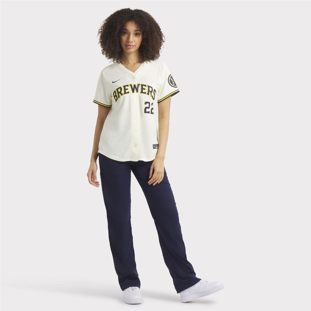 Christian Yelich Milwaukee Brewers Women's Home Jersey - Cream