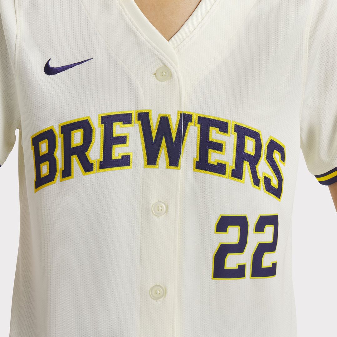 Christian Yelich Milwaukee Brewers Women's Home Jersey - Cream