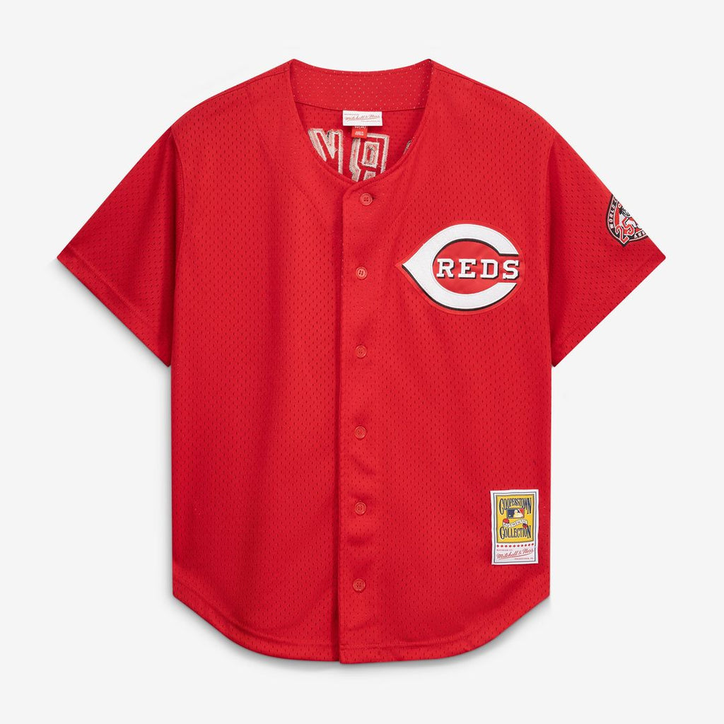 Barry Larkin Cincinnati Reds Throwback Cooperstown Mesh Jersey - Red