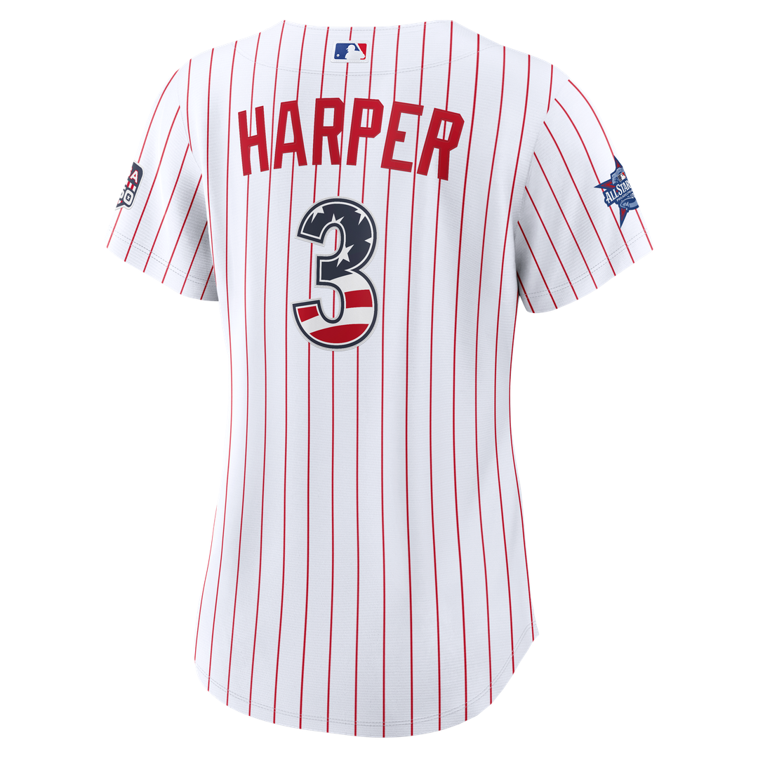 2026 All-Star Edition Stars & Stripes Women's Philadelphia Phillies Bryce Harper White Jersey