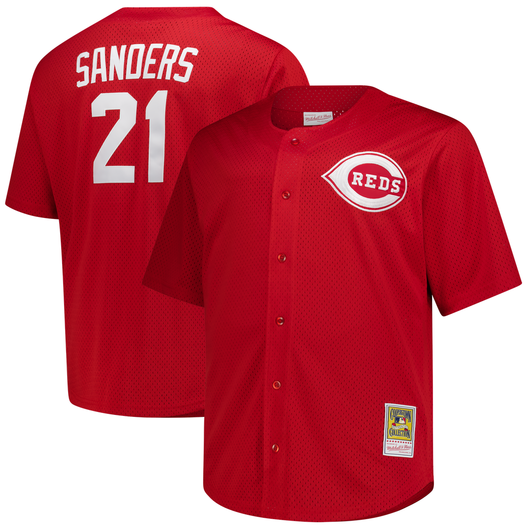 Deion Sanders Cincinnati Reds Big & Tall Cooperstown Mesh Jersey - Red