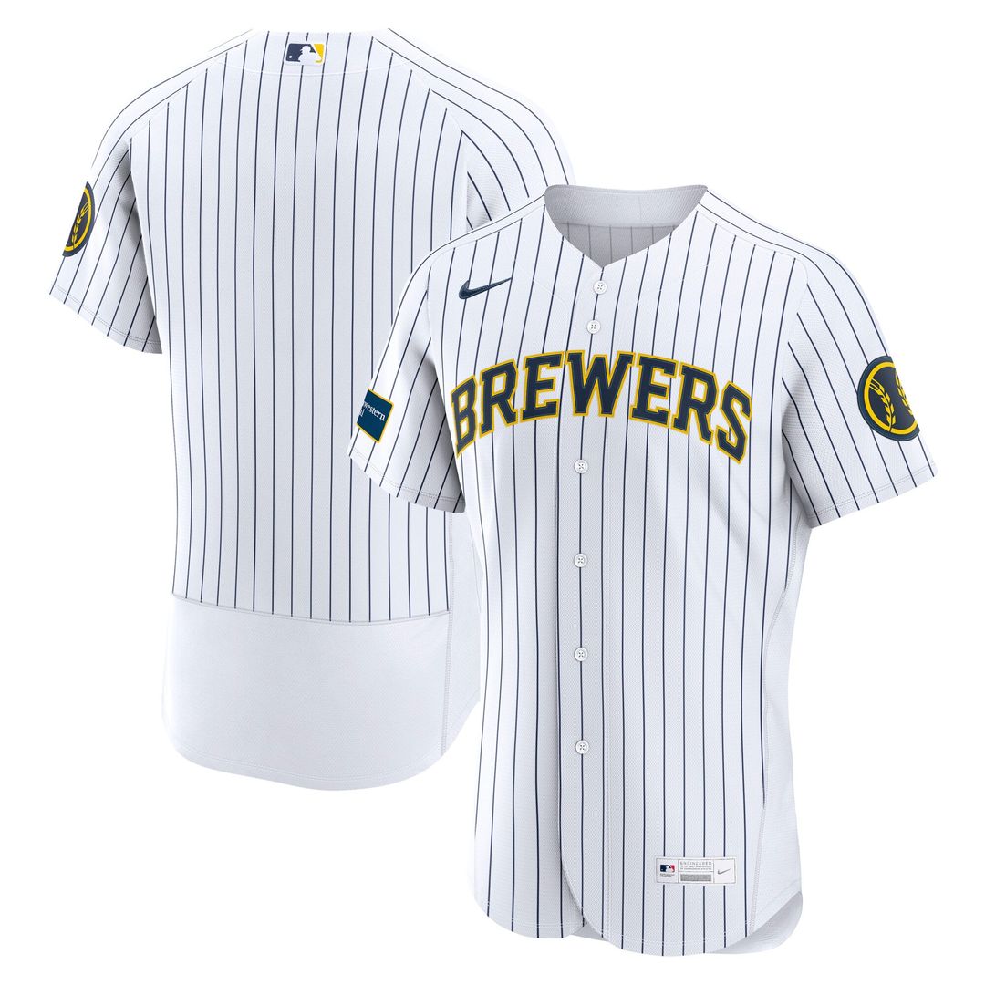 Milwaukee Brewers Home Sponsor Patch Jersey - Cream