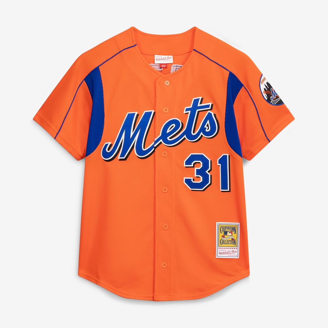 Mike Piazza New York Mets Mesh Batting Practice Button-Up Jersey - Orange