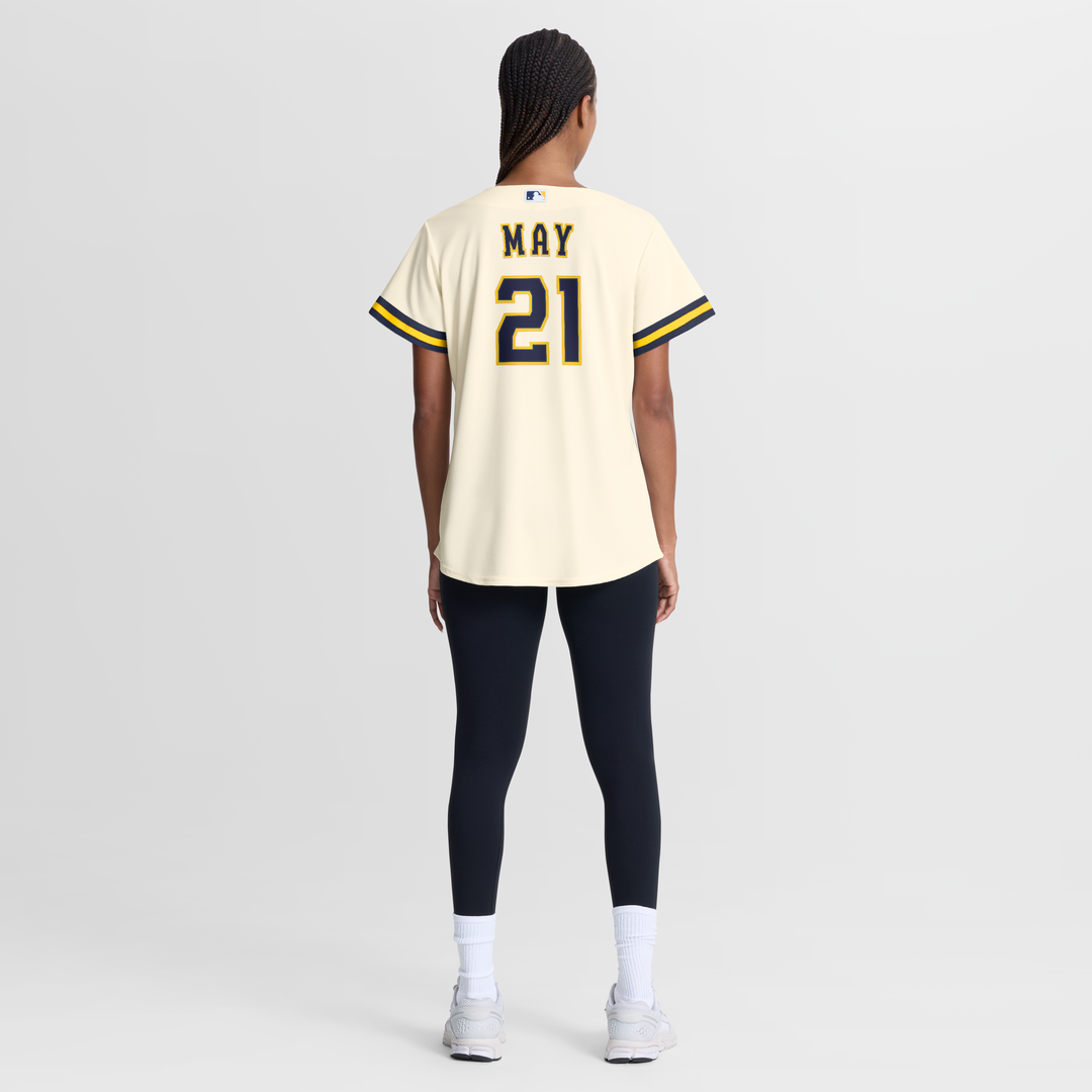Dustin May Milwaukee Brewers Women's Home Jersey - Cream