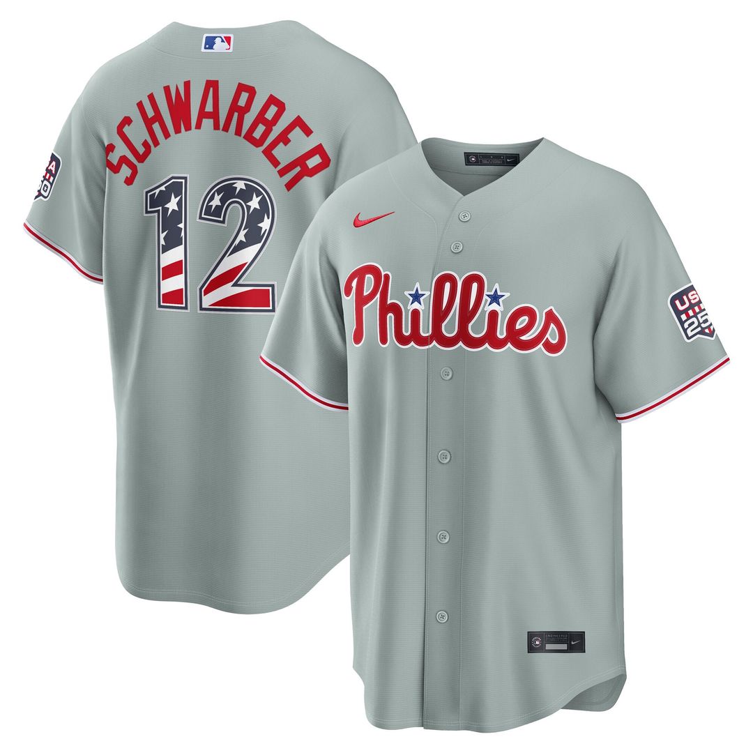 Fourth of July Philadelphia Phillies Kyle Schwarber Gray USA 250 Jersey