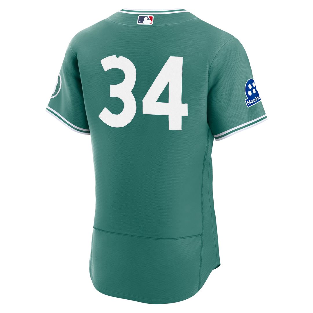 David Ortiz Boston Red Sox Authentic Carry-Over Jersey with Sponsor Patch - Green