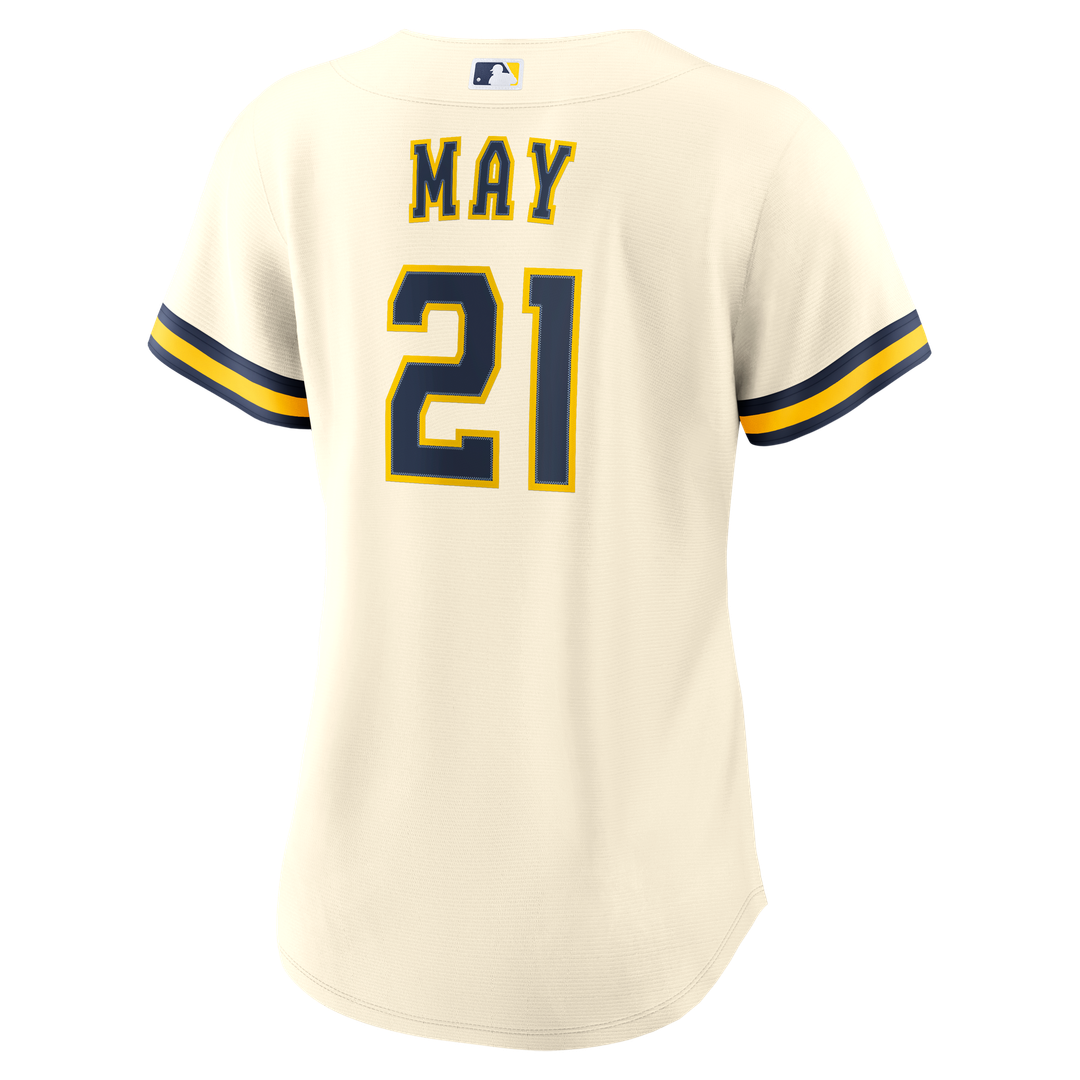 Dustin May Milwaukee Brewers Women's Home Jersey - Cream