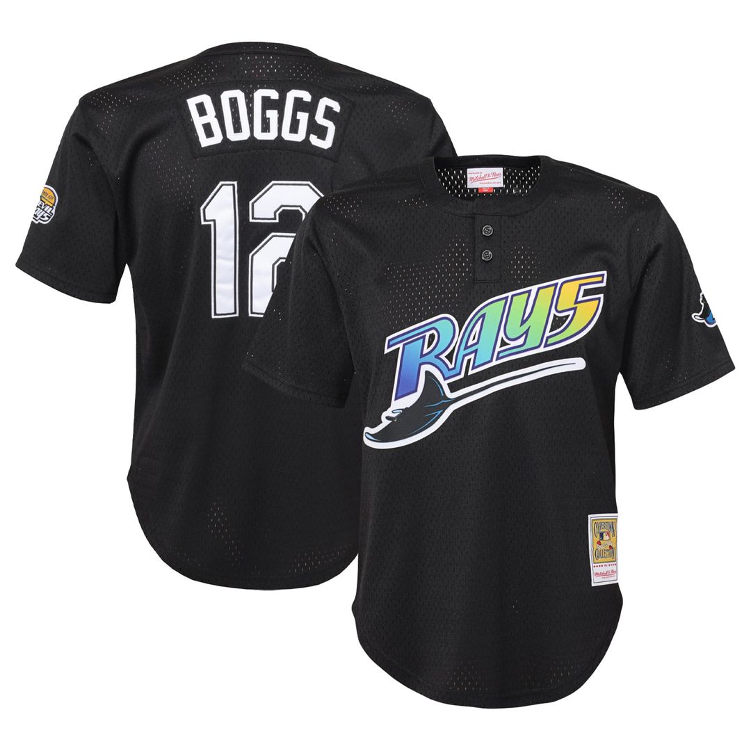 Wade Boggs Tampa Bay Rays Youth Mesh Jersey - Black