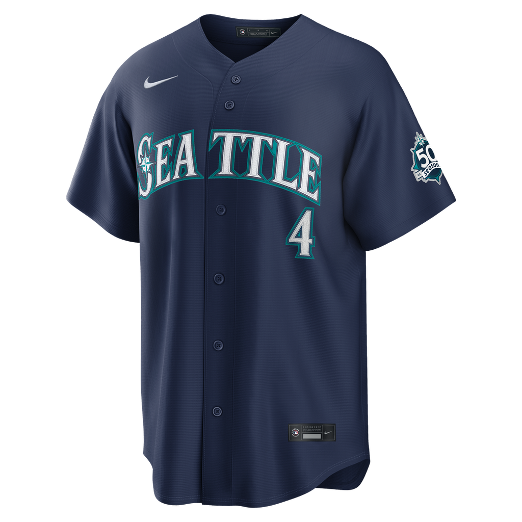 Colt Emerson Seattle Mariners Road 50th Season Anniversary Patch Jersey - Navy