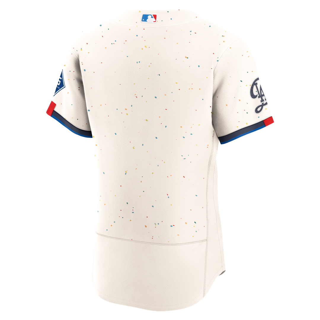 Los Angeles Dodgers Authentic Sponsor Patch Jersey - Cream