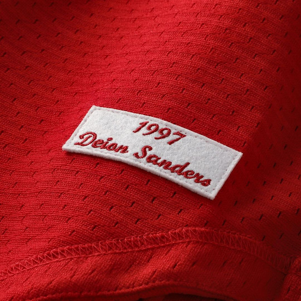 Deion Sanders Cincinnati Reds Cooperstown Mesh Batting Practice Button-Up Jersey - Red