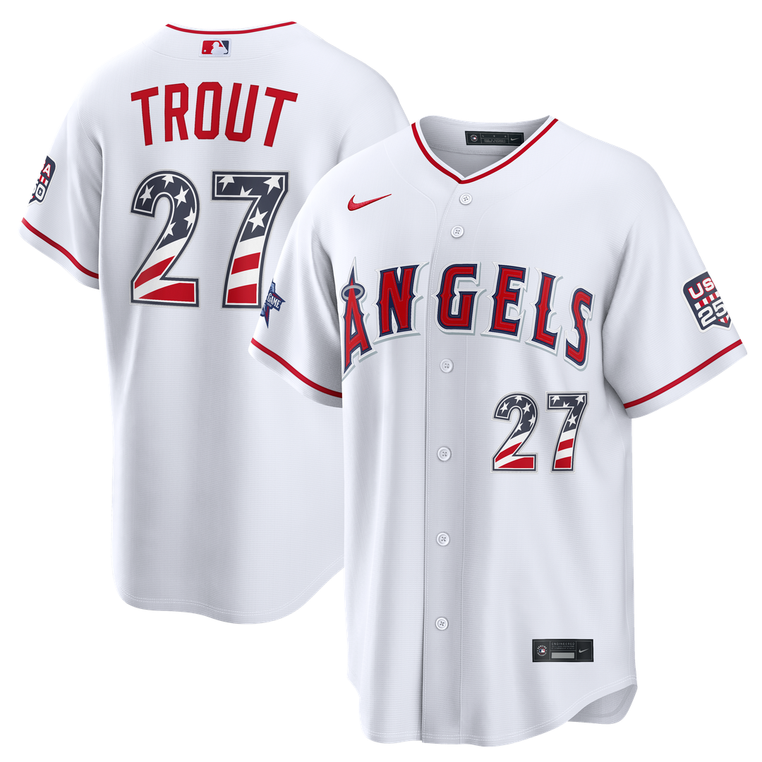 2026 All-Star Edition Stars & Stripes Los Angeles Angels Mike Trout White Jersey