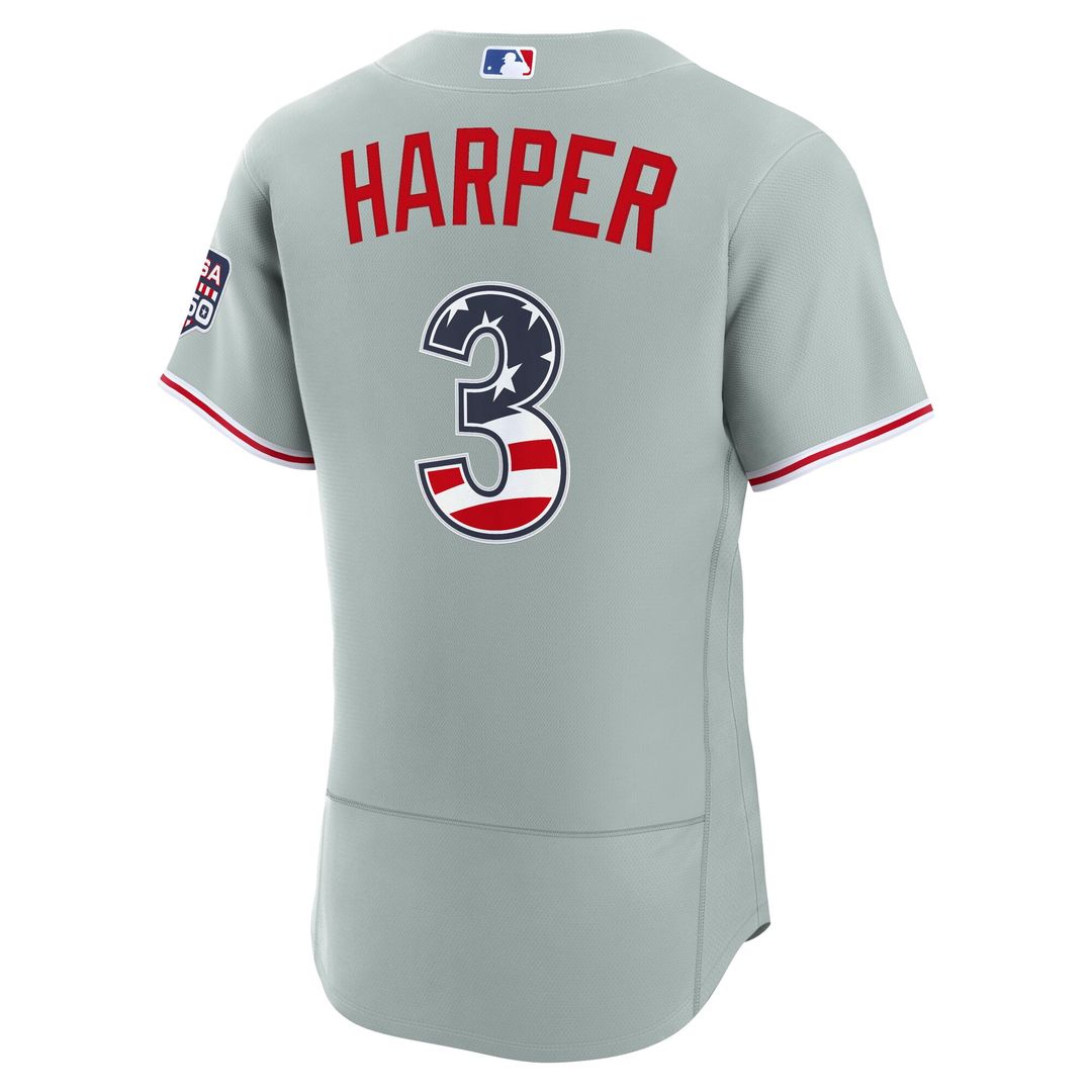 Fourth of July Philadelphia Phillies Bryce Harper Gray USA 250 Jersey
