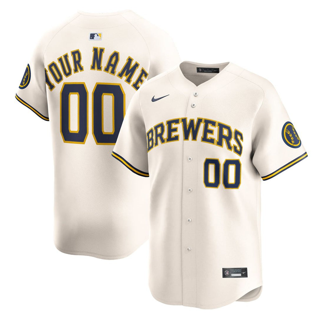 Milwaukee Brewers Home Limited Custom Jersey - Cream
