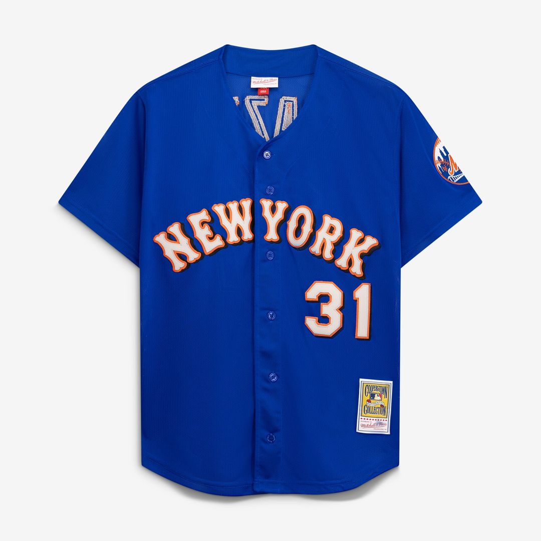 Mike Piazza New York Mets Mesh Batting Practice Button-Up Jersey - Orange