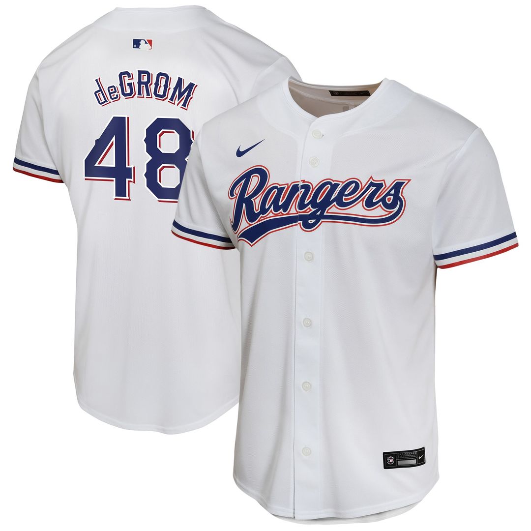 Jacob deGrom Texas Rangers Youth Home Jersey - White