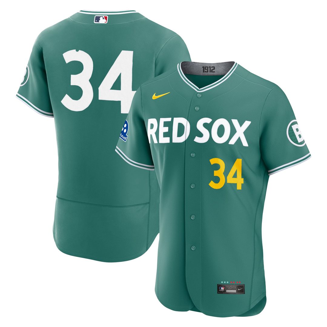 David Ortiz Boston Red Sox Authentic Carry-Over Jersey with Sponsor Patch - Green