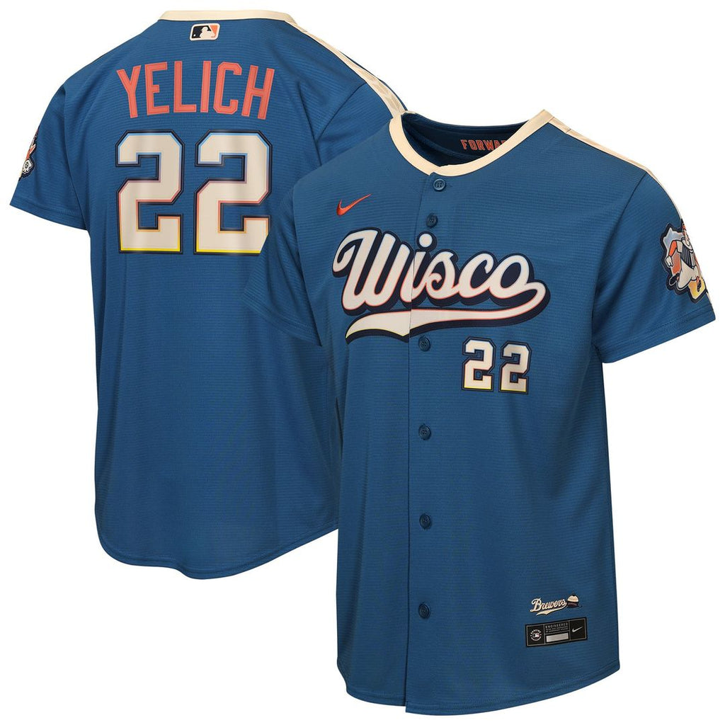 Christian Yelich Milwaukee Brewers Youth 2026 Jersey - Mineral Blue
