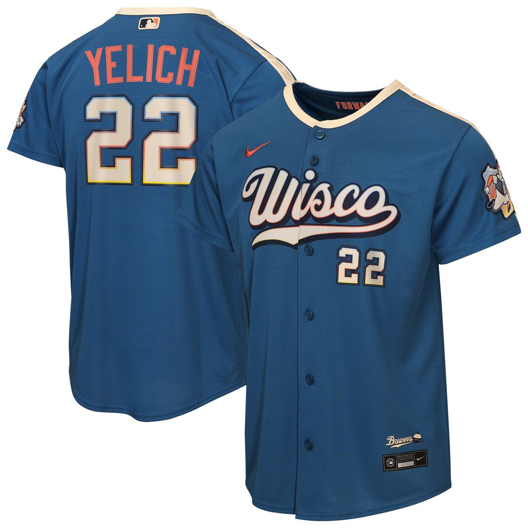 Christian Yelich Milwaukee Brewers Youth 2026 Jersey - Mineral Blue