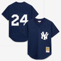 Rickey Henderson New York Yankees Mesh Batting Practice Button-Up Jersey - Navy