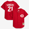 Deion Sanders Cincinnati Reds Cooperstown Mesh Batting Practice Button-Up Jersey - Red