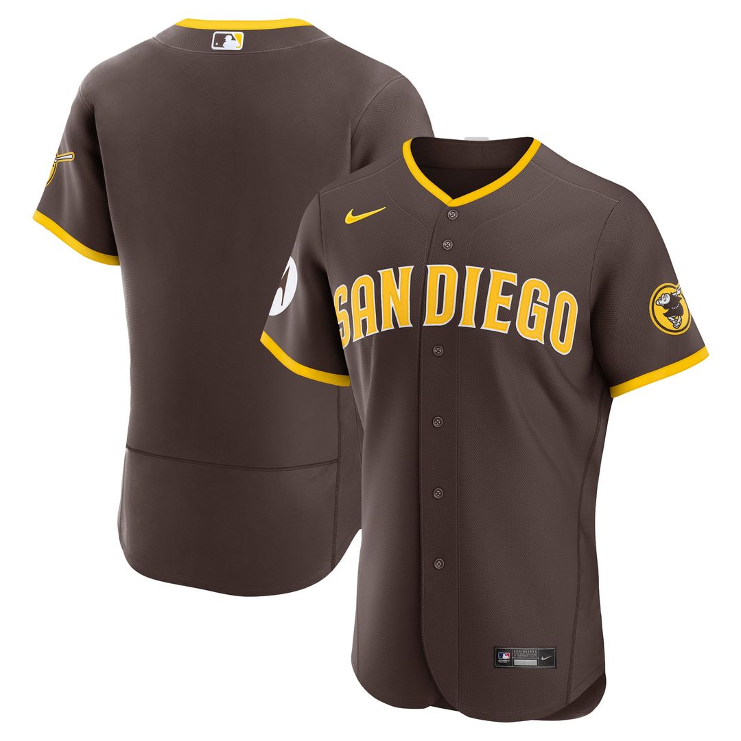 San Diego Padres Road Sponsor Patch Jersey - Brown