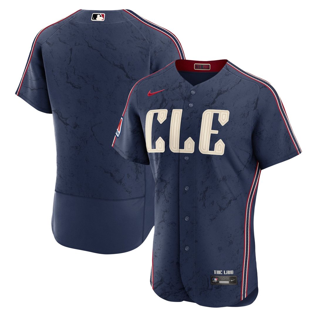 Cleveland Guardians Authentic Sponsor Patch Jersey - Navy