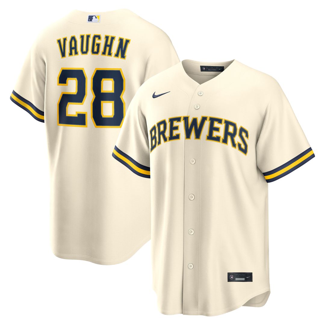 Andrew Vaughn Milwaukee Brewers Home Jersey - Cream