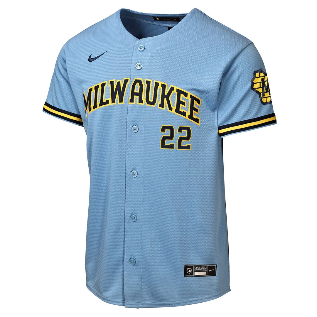 Christian Yelich Milwaukee Brewers Youth Road Jersey - Powder Blue