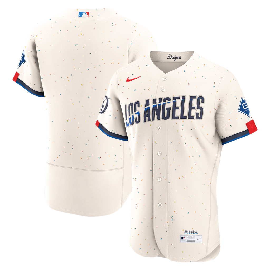 Los Angeles Dodgers Authentic Sponsor Patch Jersey - Cream