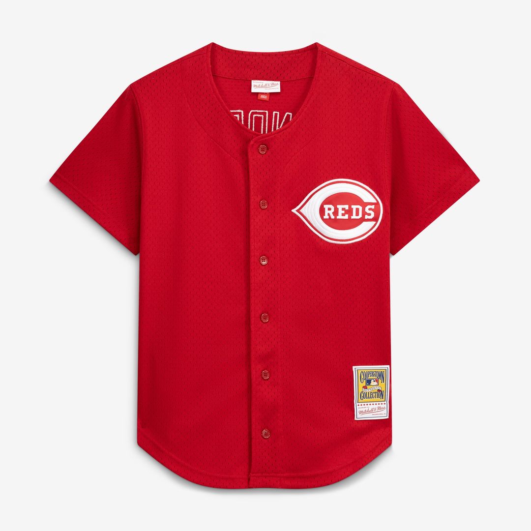 Deion Sanders Cincinnati Reds Cooperstown Mesh Batting Practice Button-Up Jersey - Red