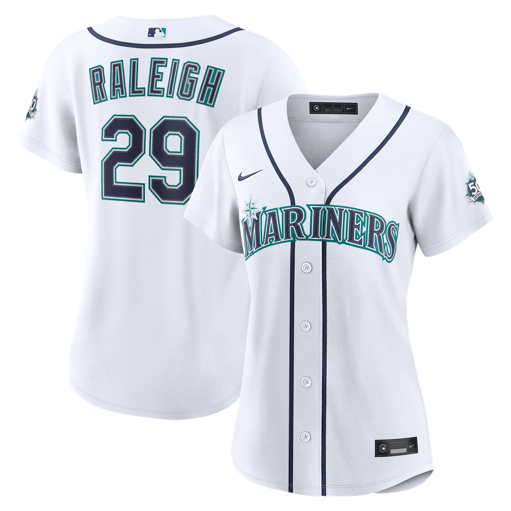 Cal Raleigh Seattle Mariners Women's Home 50th Season Jersey - White