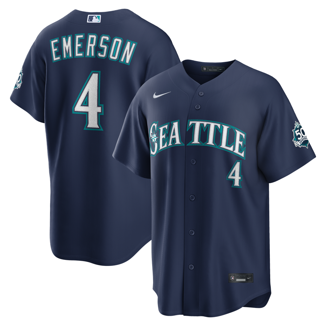 Colt Emerson Seattle Mariners Road 50th Season Anniversary Patch Jersey - Navy