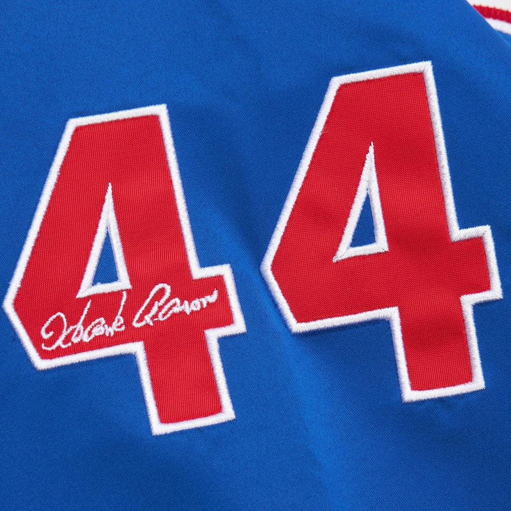 Hank Aaron Atlanta Braves Legends Lightweight Satin Raglan Full-Snap Jacket - White/Royal