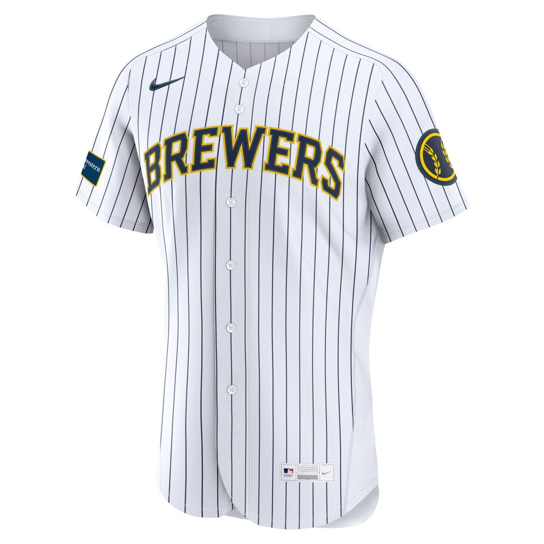 Milwaukee Brewers Home Sponsor Patch Jersey - Cream