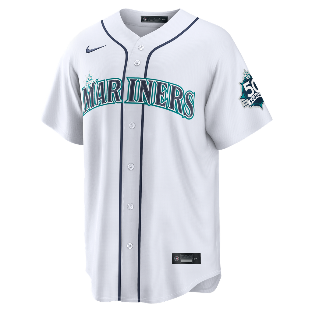 Cal Raleigh Seattle Mariners Home Stadium 50th Season Patch Jersey - White
