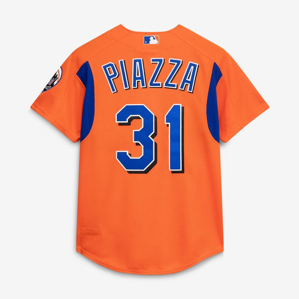 Mike Piazza New York Mets Mesh Batting Practice Button-Up Jersey - Orange