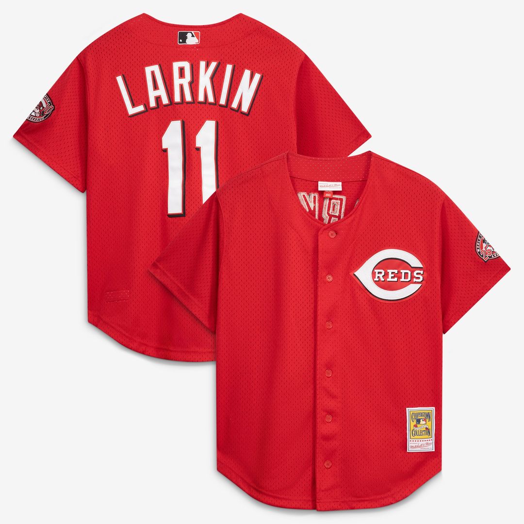 Barry Larkin Cincinnati Reds Throwback Cooperstown Mesh Jersey - Red