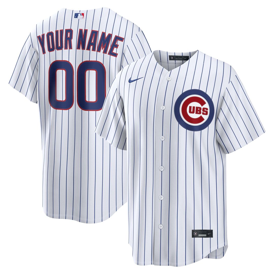 Chicago Cubs Home Replica Custom Jersey - White